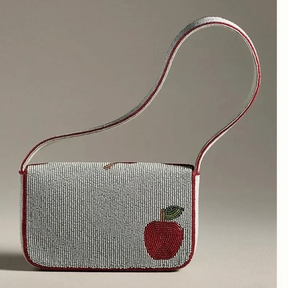 NWT $98 Anthropologie The Fiona Beaded Bag: Food & Drink Edition - Apple - Picture 2 of 3